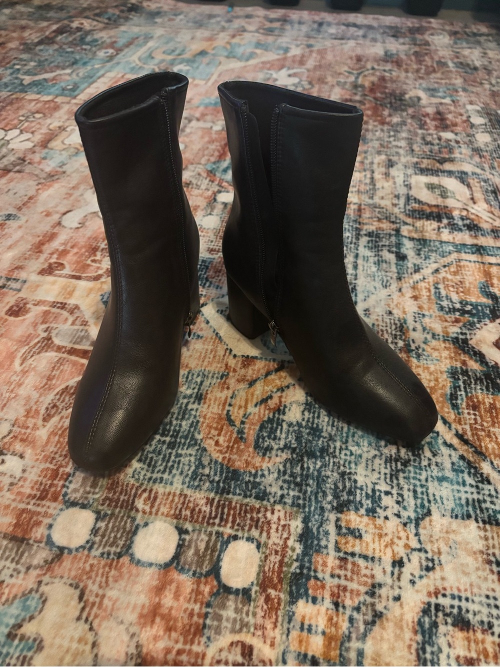 Classic Black Women's Mid-Calf Block Heel Boots